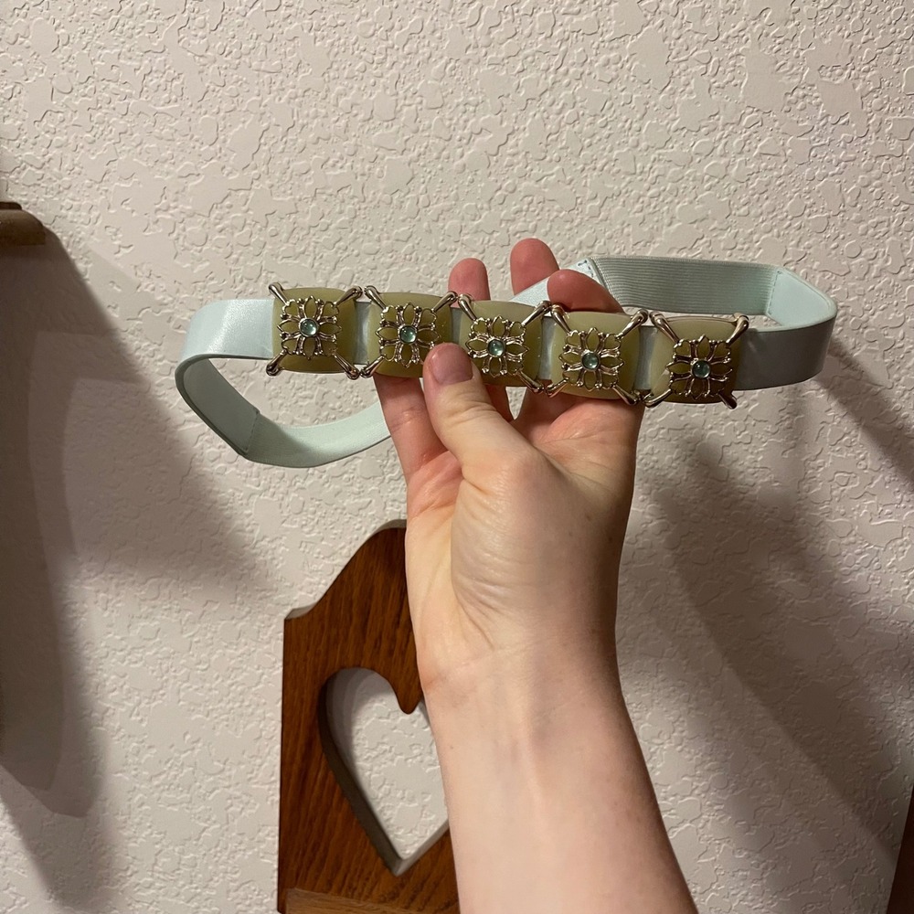 Vintage 70s Mint Floral Snap Belt Retro Chic Cottagecore Whimseygoth Fairycore